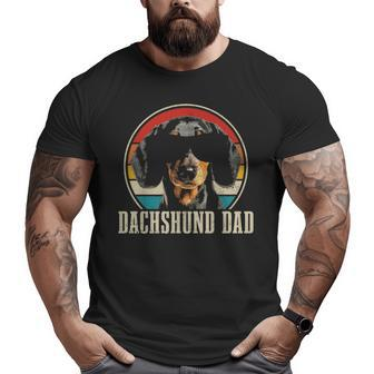 Dachshund Dad Vintage Sunglasses Doxie Wiener Dog Big and Tall Men T-shirt | Mazezy