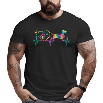 Dachshund Doxie Weenie Mom Dad Heartbeat Tie Dye Dog Big and Tall Men T-shirt | Mazezy