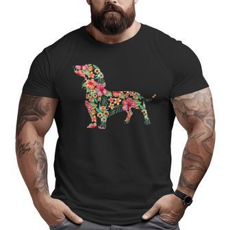 Dachshund Flower Dog Silhouette Floral Big and Tall Men T-shirt | Mazezy AU