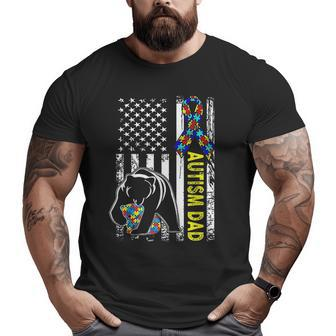 Dad Autism Awareness American Flag Big and Tall Men T-shirt | Mazezy