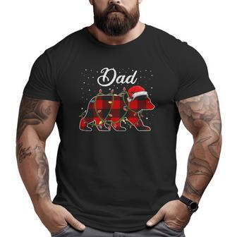 Dad Bear Red Buffalo Plaid Daddy Bear Pajama Big and Tall Men T-shirt | Mazezy