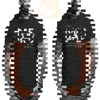 Dad Est 2024 First Fathers Day 2024 Promoted To Daddy Big and Tall Men T-shirt | Mazezy