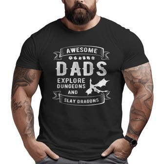 Dad Explore Dungeons Slay Dragons Rpg Tabeletop Fathers Day Big and Tall Men T-shirt | Mazezy