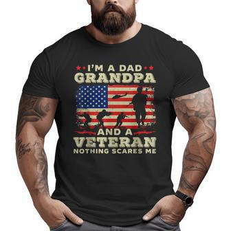 I Am A Dad Grandpa And A Veteran Nothing Scares Me Usa Big and Tall Men T-shirt | Mazezy