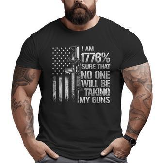 Dad Grandpa Veteran Us Flag 1776 Sure No One Taking My Guns Big and Tall Men T-shirt | Mazezy