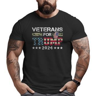 Dad Grandpa Veterans For Trump 2024 American Flag Camo Big and Tall Men T-shirt | Mazezy