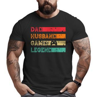 Dad Husband Gamer Legend Vintage Gamer Gaming Fathers Day Big and Tall Men T-shirt | Mazezy