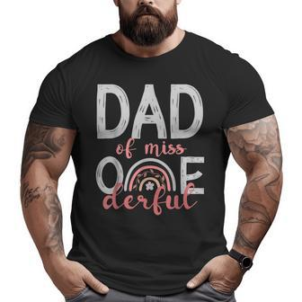 Dad Of Little Miss Onederful 1St Bday Boho Rainbow Big and Tall Men T-shirt | Mazezy