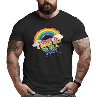 Dad For Men Baby Announcement Rainbow Big and Tall Men T-shirt | Mazezy