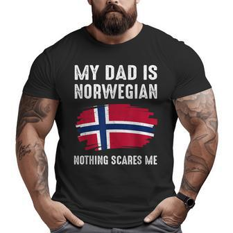 My Dad Is Norwegian Norway Pride Flag Heritage Roots Big and Tall Men T-shirt | Mazezy UK