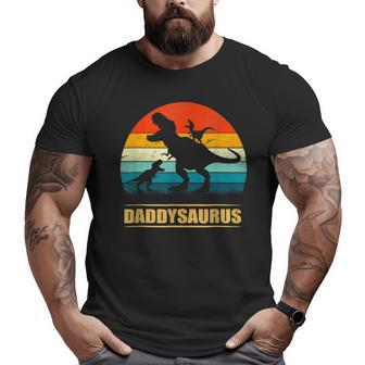 Dad Saurus Daddy Dinosaur T Rex 2 Kids Family Fathers Day Big and Tall Men T-shirt | Mazezy