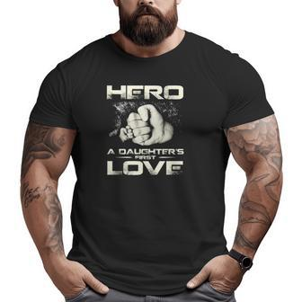 Dad A Son's First Hero A Daughter's First Love Fist Bump Father's Day Vintage Big and Tall Men T-shirt | Mazezy