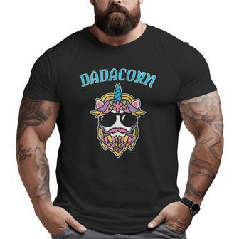 Dadacorn Dad Beard For Daddy Unicorn Father's Day Big and Tall Men T-shirt | Mazezy