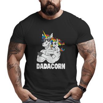 Dadacorn Muscle Unicorn Dad With Baby Daughter Sunglasses Big and Tall Men T-shirt | Mazezy