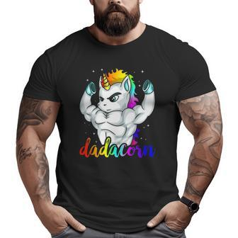 Dadacorn Unicorn Daddy Muscle Unique Family Big and Tall Men T-shirt | Mazezy