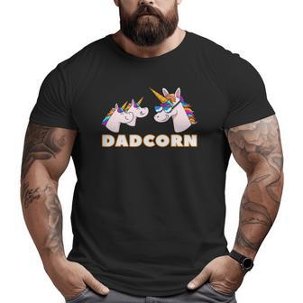 Dadcorn Dad 2 Kids Father Unicorn Father's Day Big and Tall Men T-shirt | Mazezy