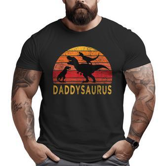 Daddy Dinosaur Daddysaurus 2 Two Kids For Dad Husband Big and Tall Men T-shirt | Mazezy