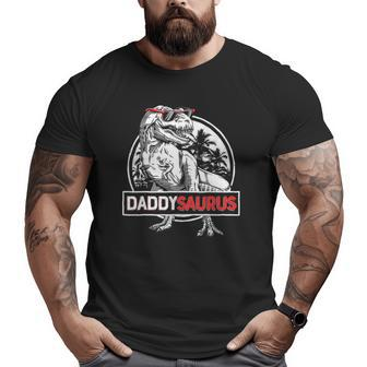 Daddy Saurus Father's Dayrex Dad Papa Dinosaur Men Vintage Big and Tall Men T-shirt | Mazezy