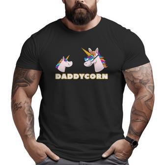 Daddycorn Daddy 1 Kid Father Unicorn Father's Day Big and Tall Men T-shirt | Mazezy