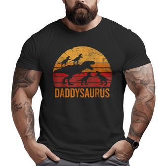 Daddysaurus 4 Four Kids Xmas Christmas For Dad Father Big and Tall Men T-shirt | Mazezy