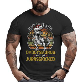 Daddysaurus You'll Get Jurasskicked Dad Rex Dinosaur Sunset Big and Tall Men T-shirt | Mazezy