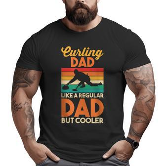 Dad's Day Retro Curling Dad Like A Regular Dad But Cooler Big and Tall Men T-shirt | Mazezy