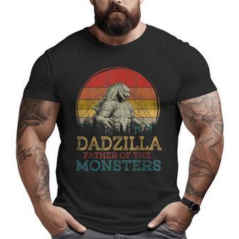 Dadzilla Father Of The Monsters Retro Vintage Sunset Dad Big and Tall Men T-shirt | Mazezy