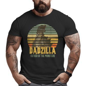Dadzilla Father Of The Monsters Vintage Dad Father's Day Big and Tall Men T-shirt | Mazezy
