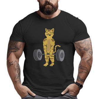 Deadlifting Cat Weightlifters Gym Workout Big and Tall Men T-shirt | Mazezy