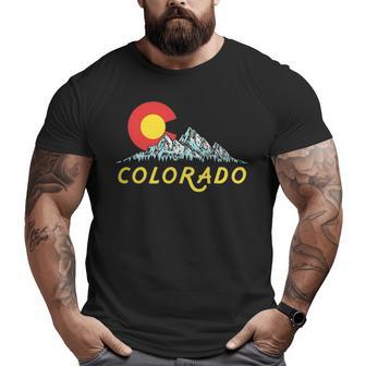 Distressed Colorado Flag Mountains Graphic Big and Tall Men T-shirt | Mazezy