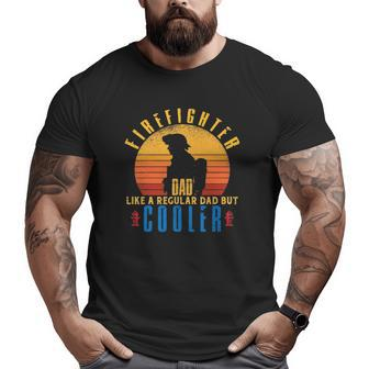 Distressed Firefighter Dad Men Father's Day Fireman Big and Tall Men T-shirt | Mazezy
