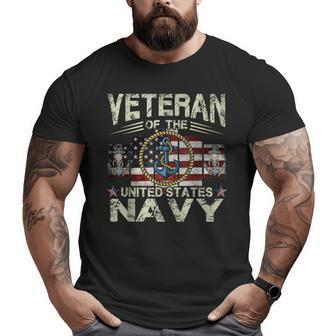 Distressed Veteran Us Navy Anchor With Rope Big and Tall Men T-shirt | Mazezy