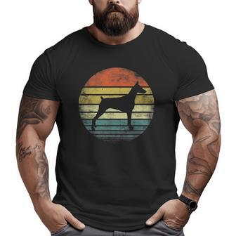 Doberman Lover Owner Retro Sunset Dog Silhouette Dad Big and Tall Men T-shirt | Mazezy