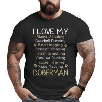 Doberman Pinscher I Love My Doberman Lover Big and Tall Men T-shirt | Mazezy