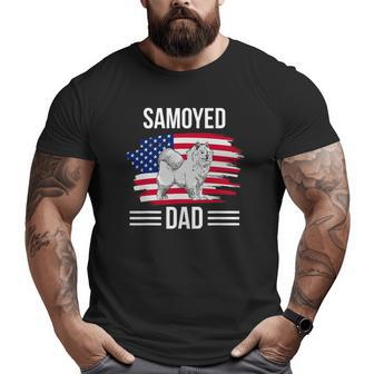 Dog Owner Us Flag 4Th Of July Father's Day Samoyed Dad Big and Tall Men T-shirt | Mazezy