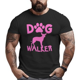 Dog Walker Dog And Paw Print Big and Tall Men T-shirt | Mazezy