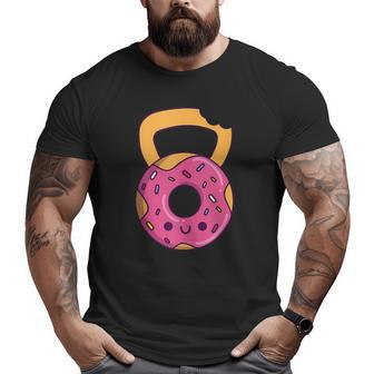 Donut Kettlebell Cartoon Gym Big and Tall Men T-shirt | Mazezy