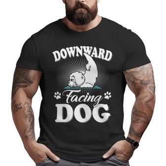 Downward Facing Dog Maltese Yoga Poses Meditation Big and Tall Men T-shirt | Mazezy