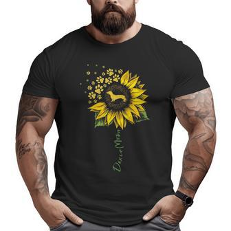 Doxie Mom Sunflower Dachshund Lover Dog Mom Mama Big and Tall Men T-shirt | Mazezy