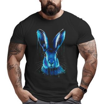 Easter Rabbit Bunny Artwork Rabbit Watercolor Paint Big and Tall Men T-shirt | Mazezy