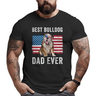 English Bulldog Dad Usa American Flag Dog Lover Owner Big and Tall Men T-shirt | Mazezy