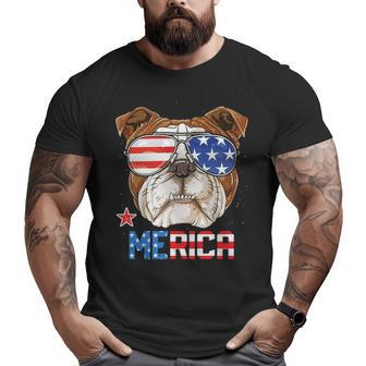 English Bulldog Merica 4Th Of July Big and Tall Men T-shirt | Mazezy