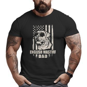 English Mastiff Dad Cool Vintage Retro American Flag Big and Tall Men T-shirt | Mazezy