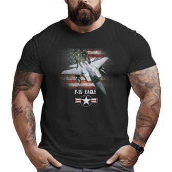 F15 Eagle Combat Air Force Veteran Usa Flag Big and Tall Men T-shirt | Mazezy