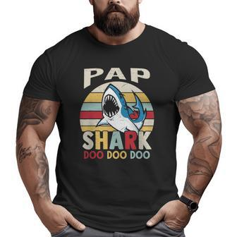 Family 365 Fathers Day Pap Shark Grandpa Men Big and Tall Men T-shirt | Mazezy