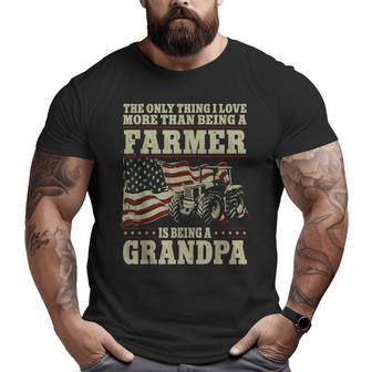 Farming Farmer Grandpa Vintage Tractor American Flag The Big and Tall Men T-shirt | Mazezy DE