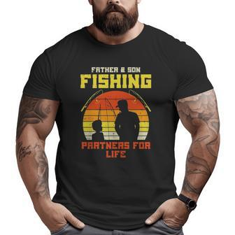 Father Son Fishing Partners For Life Retro Matching Dad Big and Tall Men T-shirt | Mazezy