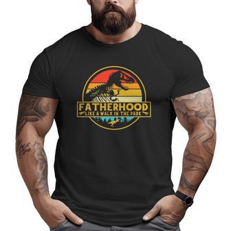 Fatherhood Like A Walk In The Park Dinosaurs Retro Vintage Big and Tall Men T-shirt | Mazezy CA