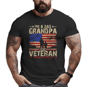 Father's Day 4Th Of July I'm A Dad Grandpa And A Veteran Big and Tall Men T-shirt | Mazezy