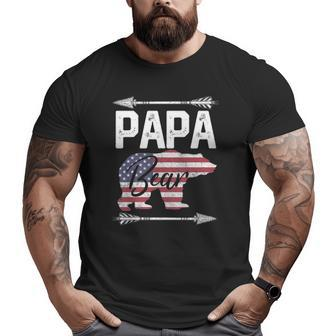 Father's Day Papa Bear Dad Grandpa Usa Flag July 4Th Big and Tall Men T-shirt | Mazezy